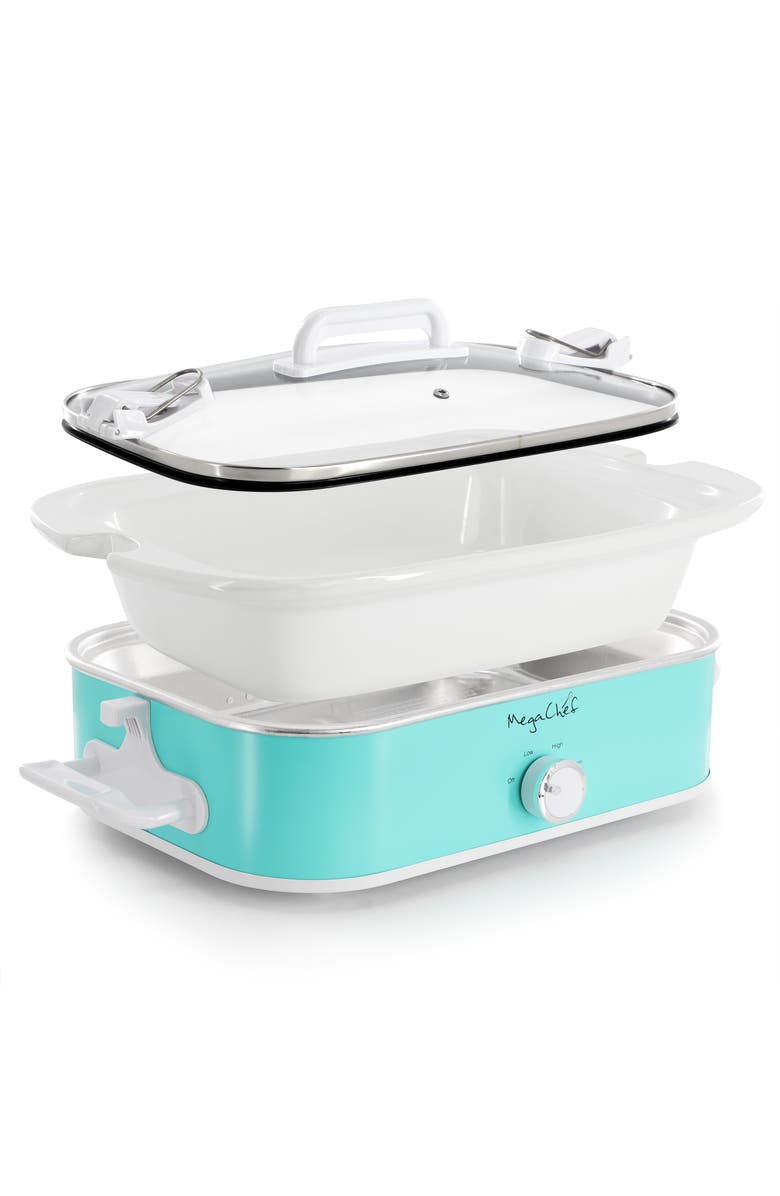 Megachef 3.5 Quart Casserole Slow Cooker with 3 Temperature Settings in Turquoise, Alternate, color, 