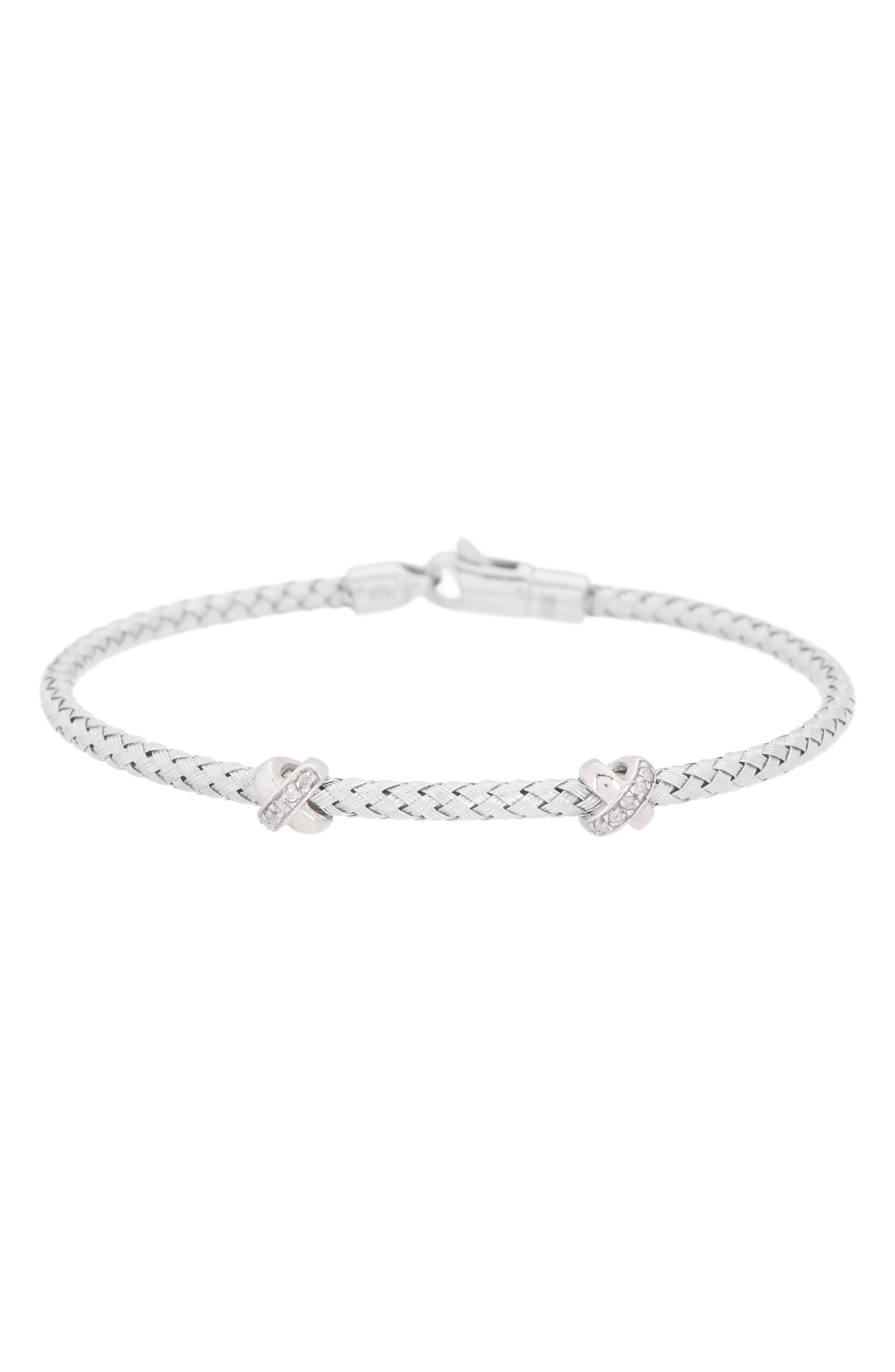 Pavé Diamond 'X' Bangle Bracelet - 0.10 ctw
