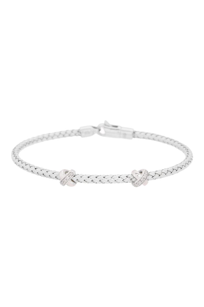 Pavé Diamond 'X' Bangle Bracelet - 0.10 ctw, Main, color, WHITE GOLD