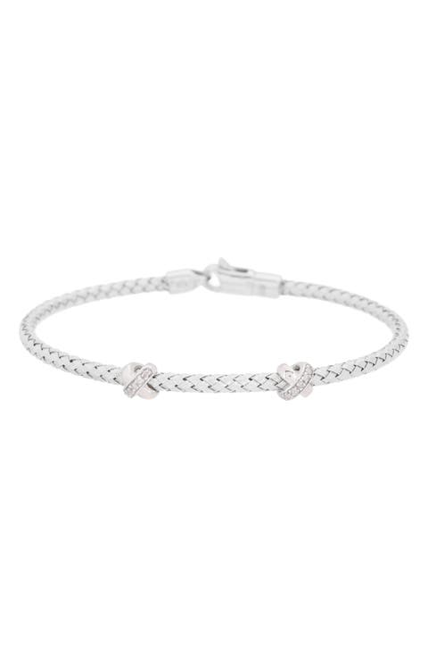 Pavé Diamond 'X' Bangle Bracelet - 0.10 ctw