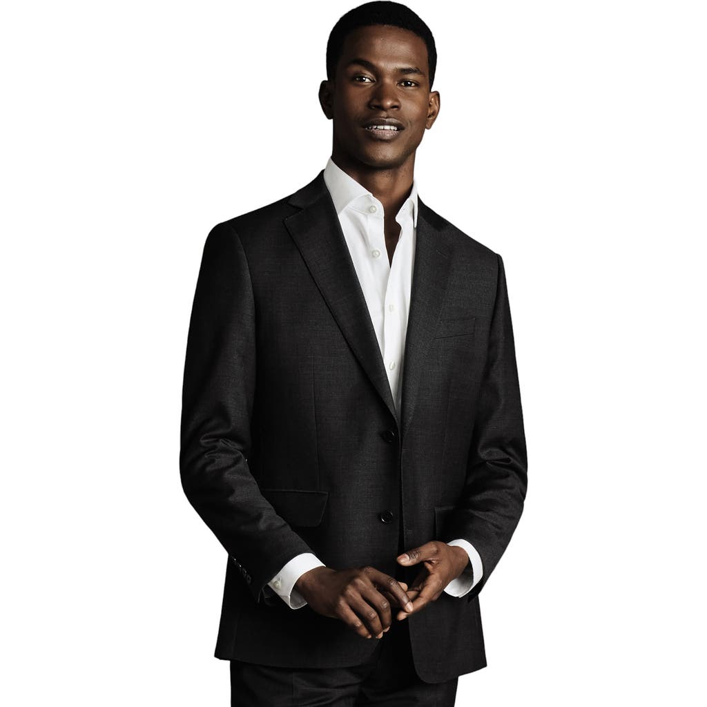 Charles Tyrwhitt Slim Fit Twill Natural Stretch Suit Jacket In Charcoal Grey