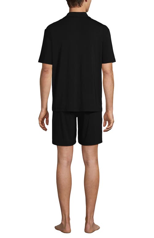 Lands' End Short Sleeve Cooling Knit Short Set In Black
