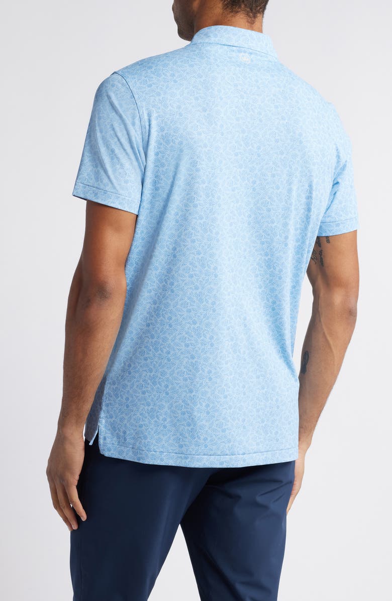 Peter Millar Crown Crafted Botanical Print Performance Jersey Polo, Alternate, color, Blue Frost
