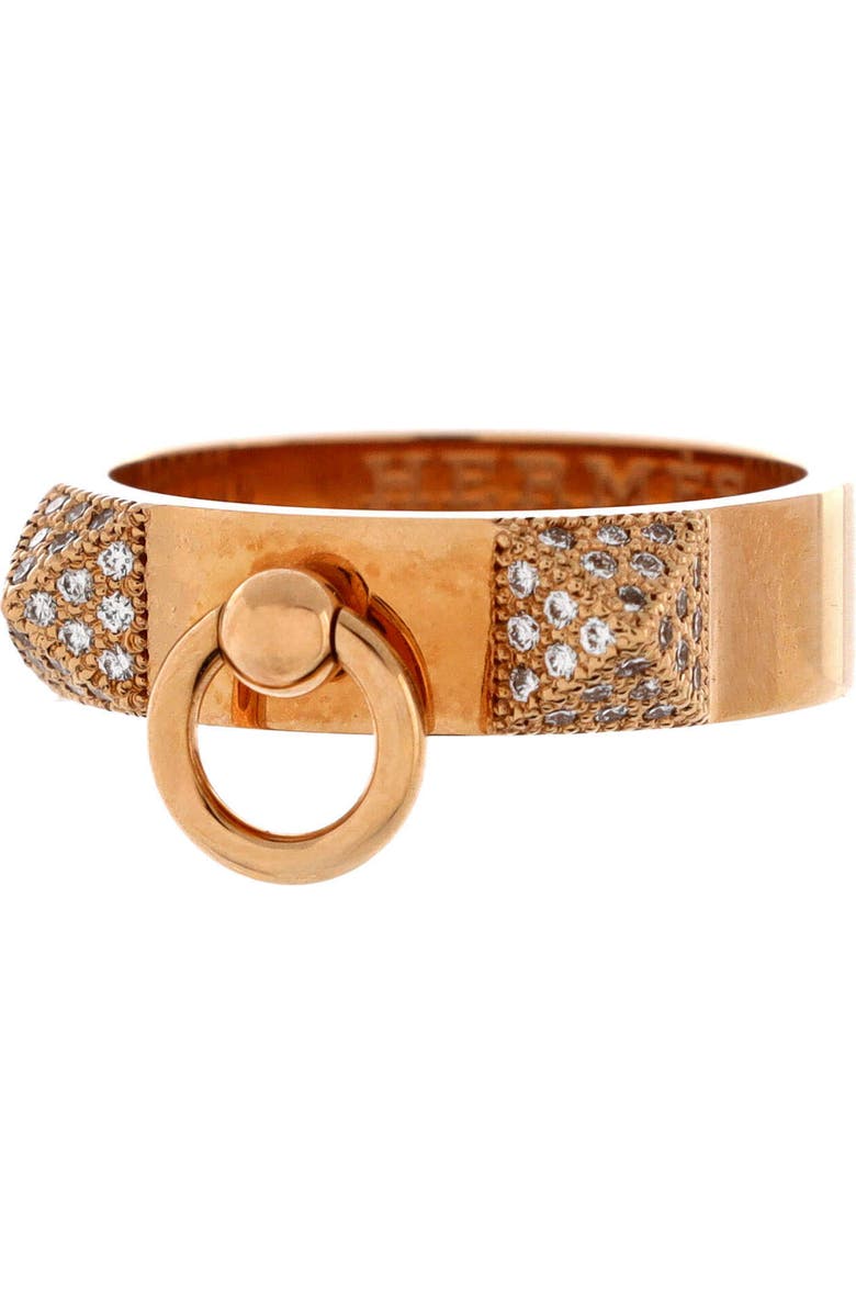 Pre-Owned Hermes Collier de Chien Ring 18K Rose Gold and Diamonds Small, Alternate, color, Rose Gold
