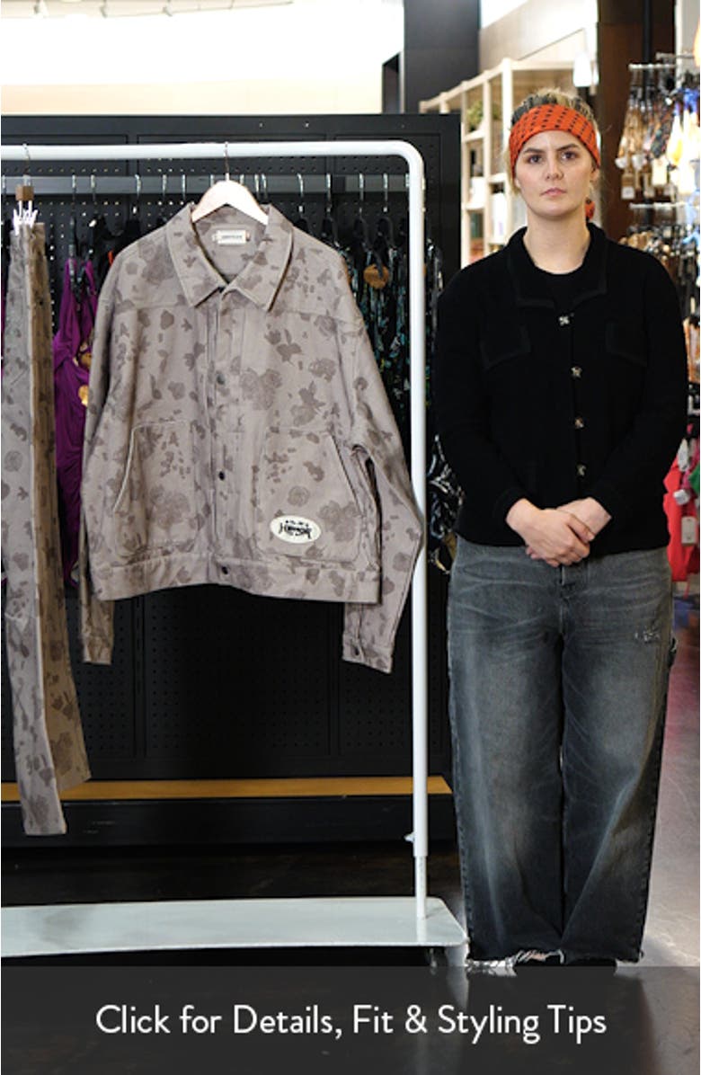 Tonal Floral Twill Trucker Jacket, sales video thumbnail