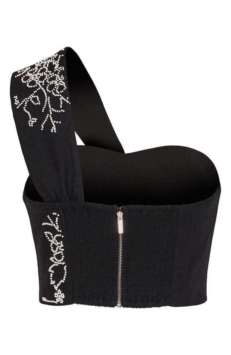 Milly Beaded Embroidery One-Shoulder Crop Top, Alternate, color, 