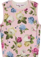 Carolina Herrera Floral Print Sleeveless Silk & Cotton Sweater