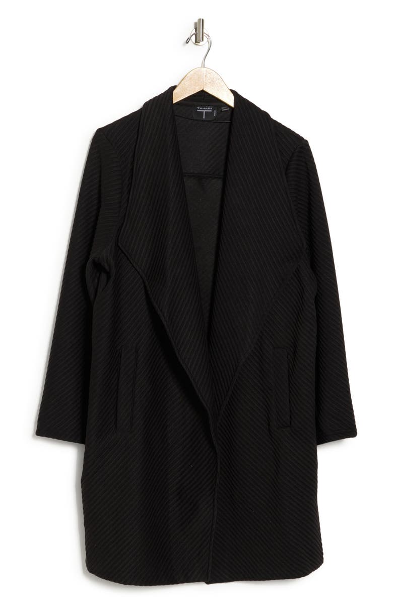 T Tahari Ottoman Waterfall Knit Topper, Alternate, color, Black