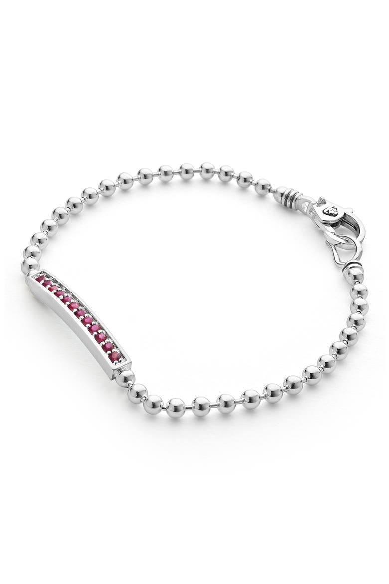 Caviar Spark Ruby Bar Bracelet, Alternate, color, SILVER