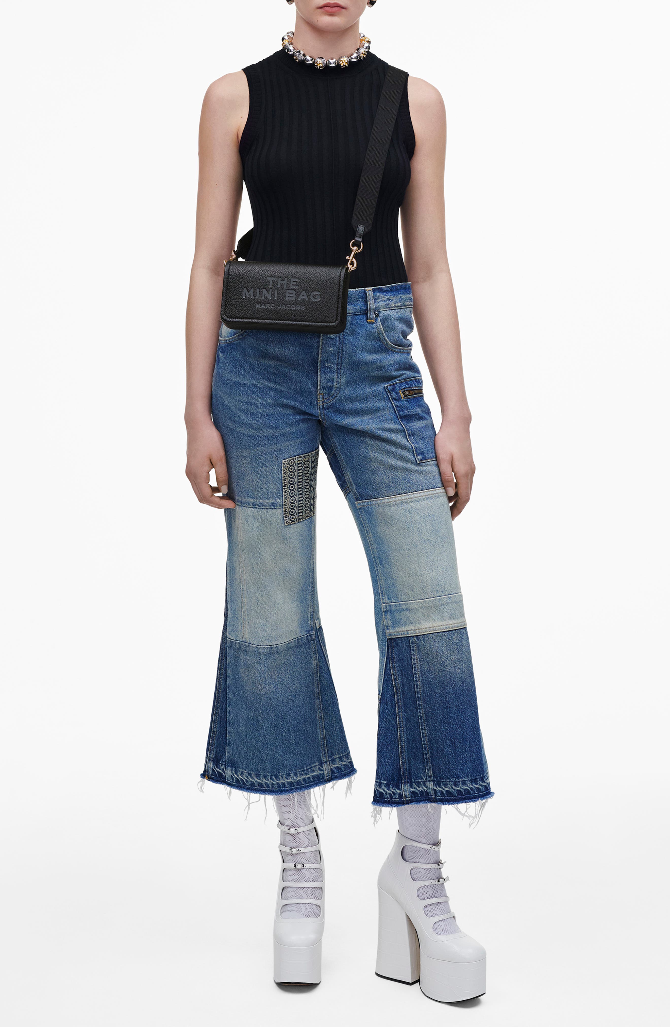 Marc Jacobs The Mini Leather Crossbody Bag, Alternate, color, Black