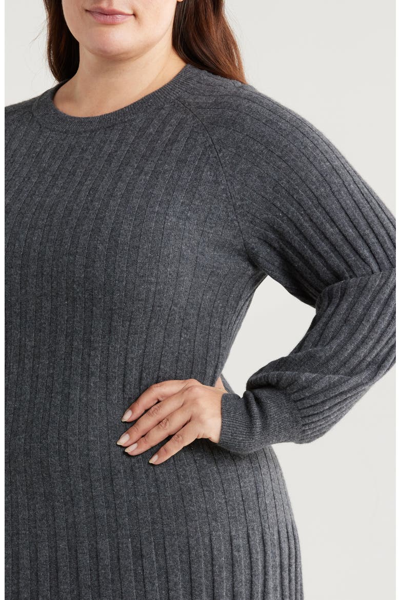 Long Sleeve Wool & Cashmere Sweater Dress, Alternate, color, GREY DARK CHARCOAL HEATHER