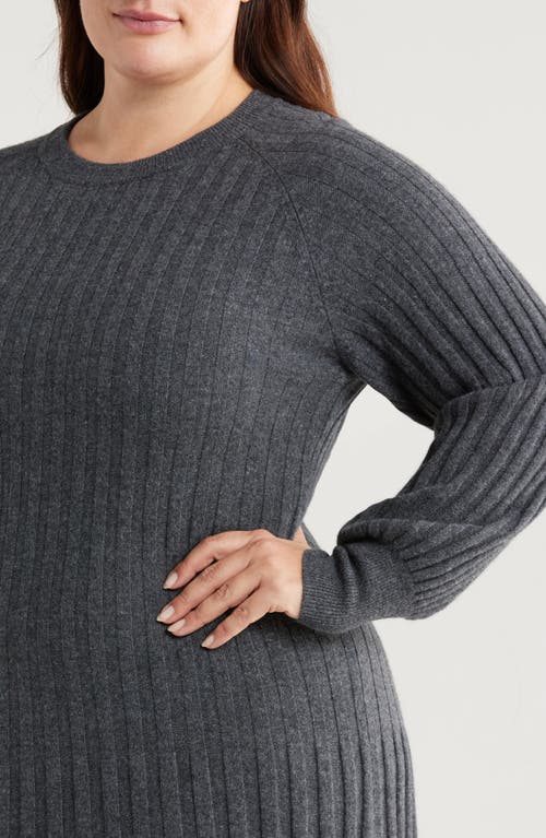 Nordstrom Long Sleeve Wool & Cashmere Sweater Dress In Grey Dark Charcoal Heather