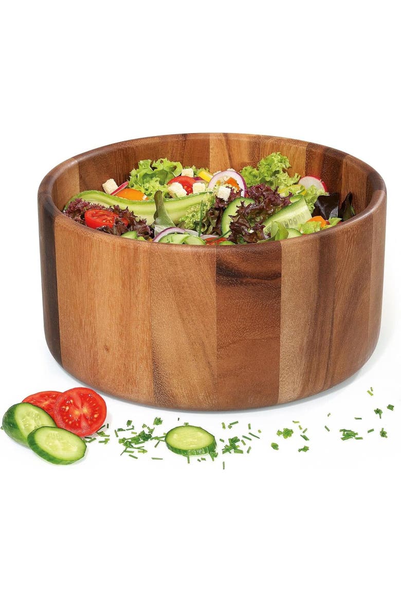 Acacia Wood Salad Serving Bowl, Medium, Alternate, color, Brown