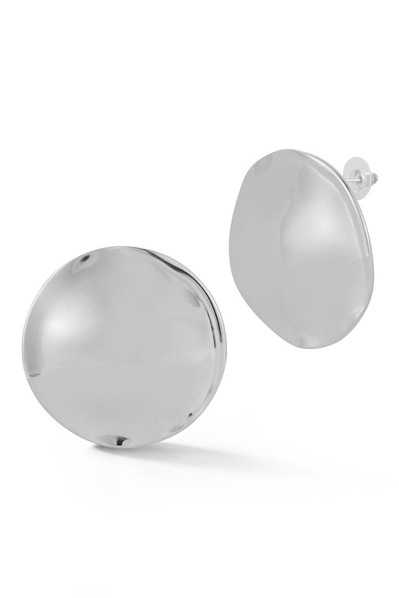 Silver Plated Circle Stud Earrings, Main, color, SILVER