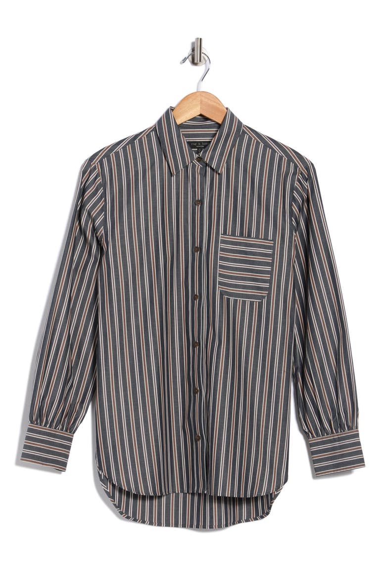 Max Oversize Stripe Button-Up Shirt, Alternate, color, NAVY STRIPE