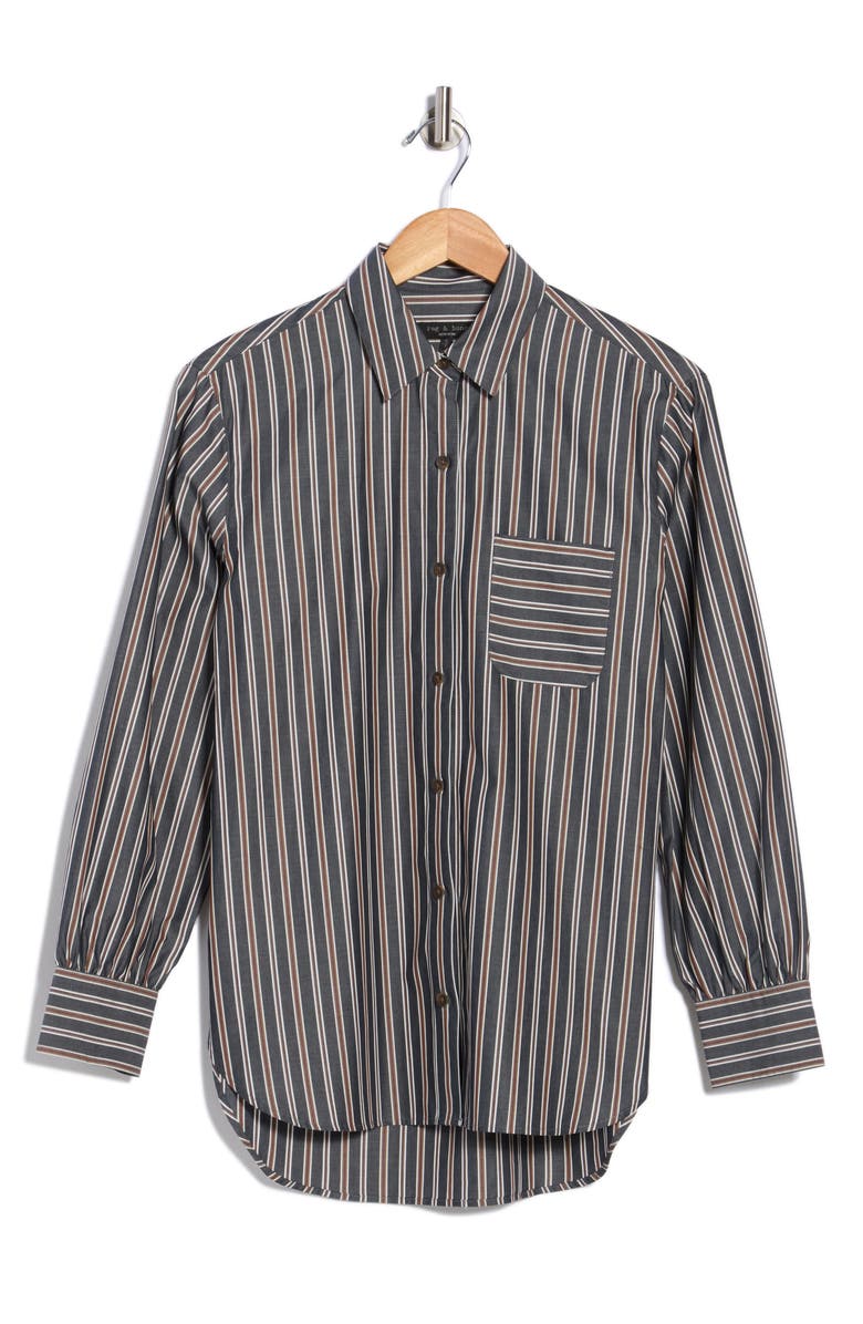 rag & bone Max Oversize Stripe Button-Up Shirt, Alternate, color, Navy Stripe