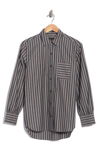 Rag & Bone Max Oversize Stripe Button-up Shirt In Gray