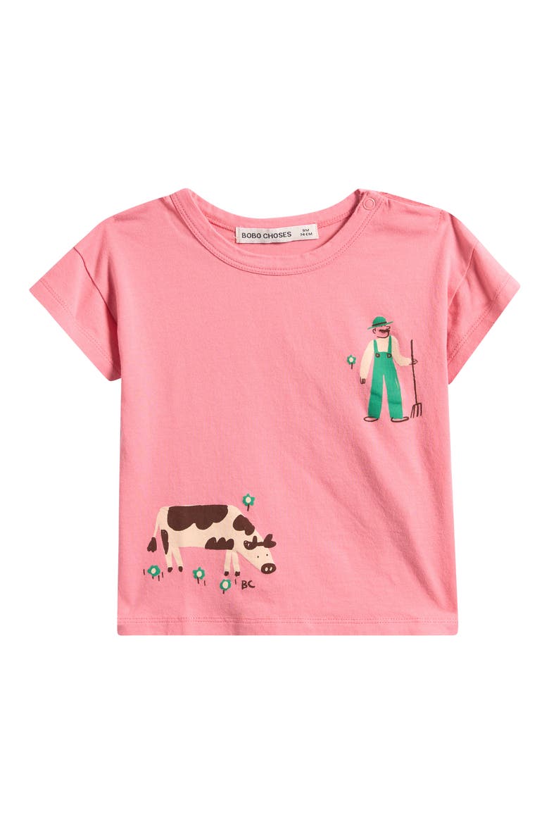 Farm Adventure Organic Cotton T-Shirt, Main, color, PINK