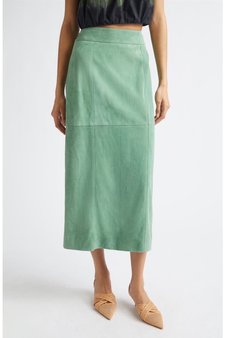Orion Suede Pencil Skirt, Main, color, AVENTURINE