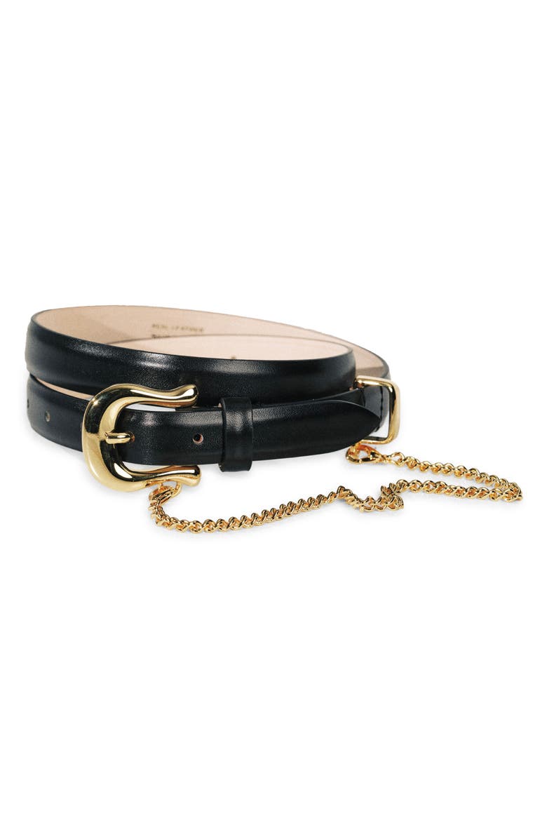 Déhanche Luzia Chain Leather Belt, Alternate, color, Black/ Gold