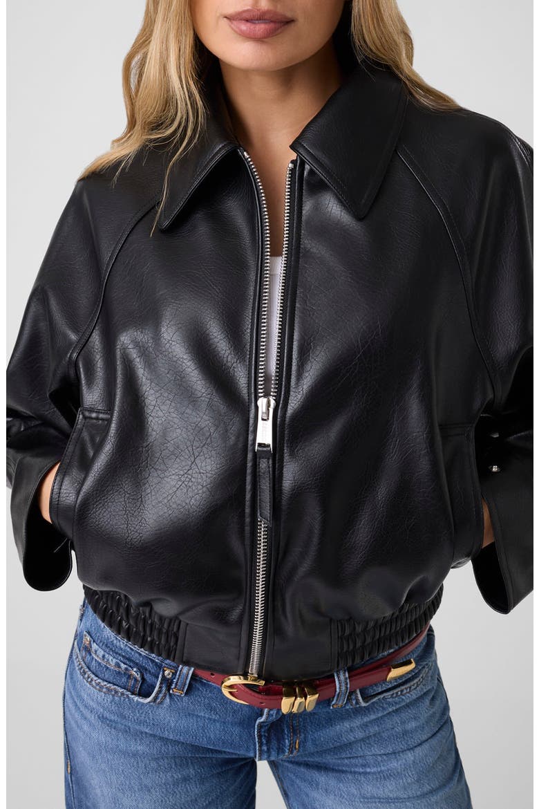Audrine Faux Leather Bomber Jacket, Main, color, JBLACK-BLACK
