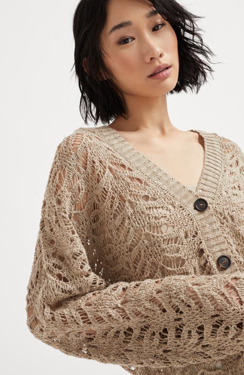 Shop Brunello Cucinelli Foliage Lace Cardigan In Beige