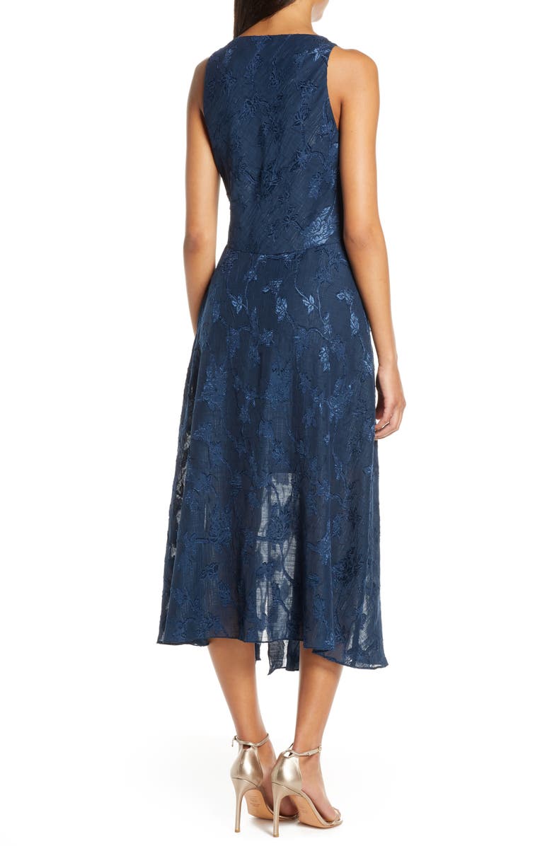 Eliza J Cowl Neck Jacquard Midi Dress, Alternate, color, 