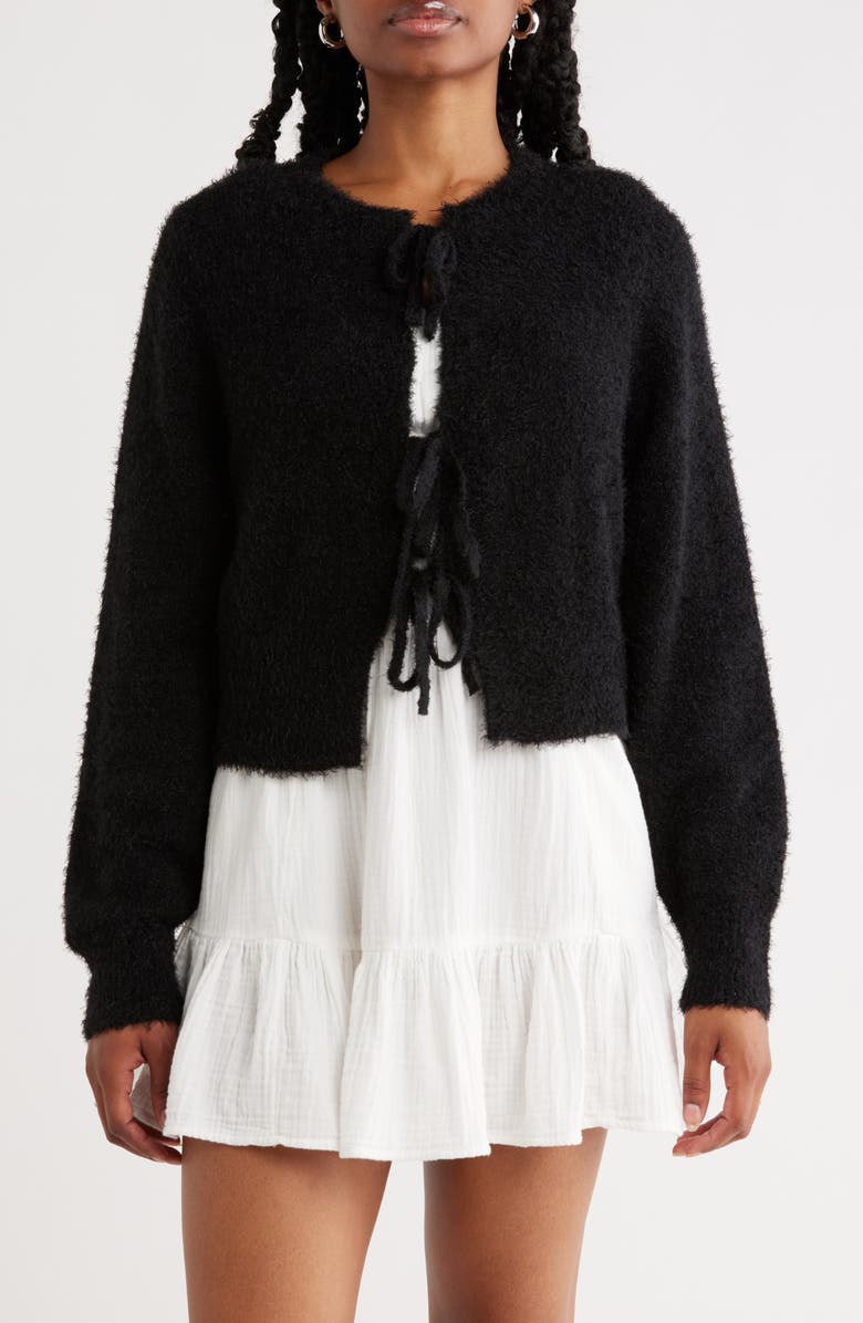 Abound Bow Front Cardigan, Main, color, Black