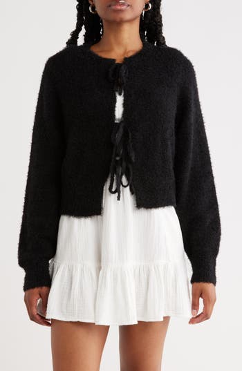 Abound Bow Front Cardigan In Black