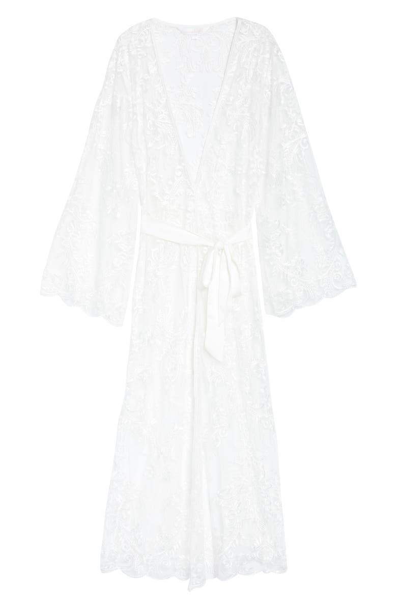 Homebodii Madeleine Long Lace Robe, Alternate, color, 