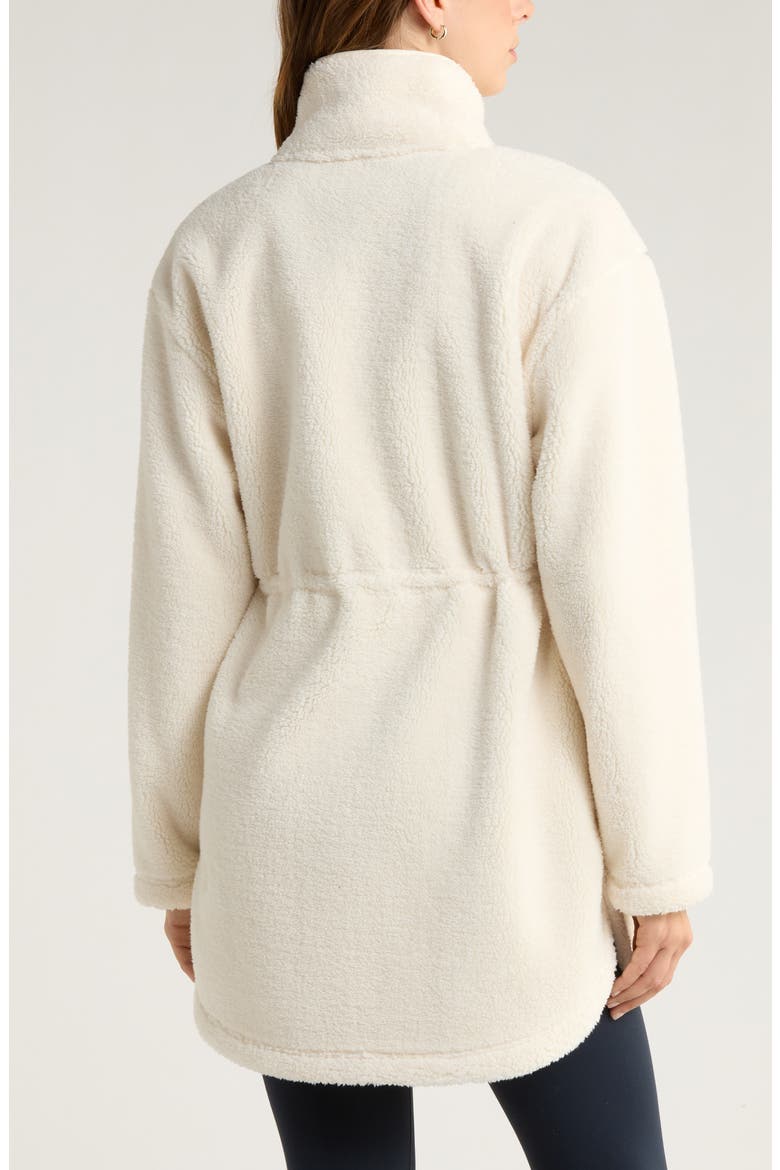 Faux Shearling Longline Jacket, Alternate, color, IVORY EGRET