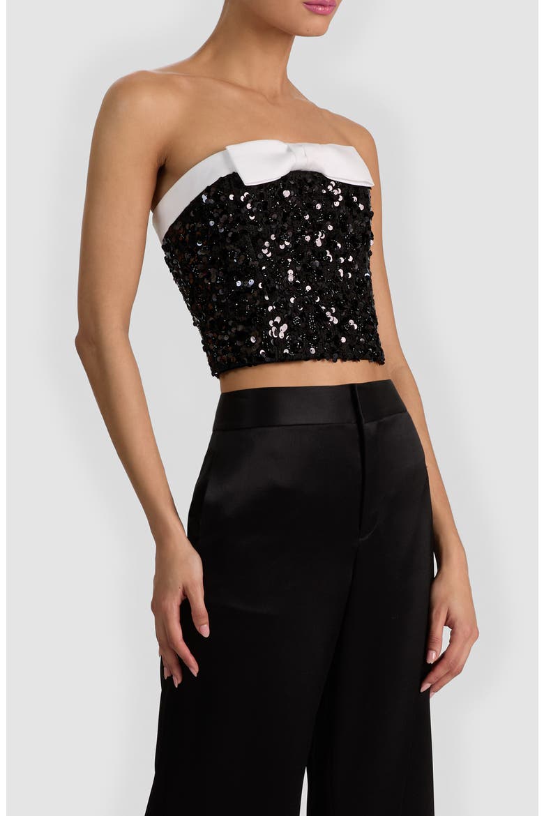 Katya Sequin Strapless Top, Alternate, color, BLACK/ OFF WHITE