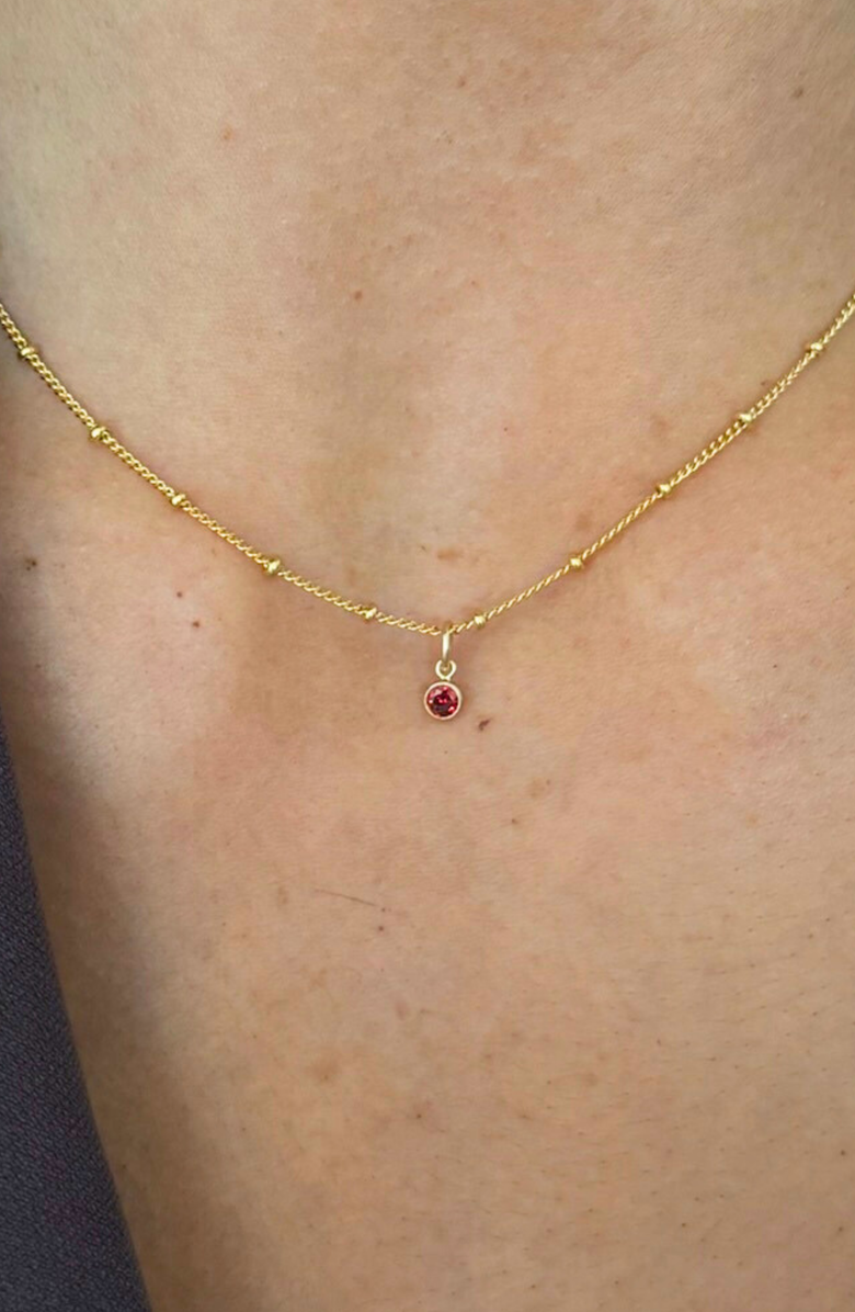 CUFFED BY NANO Birthstone 14k Gold Filled Necklace, Alternate, color, Gold February