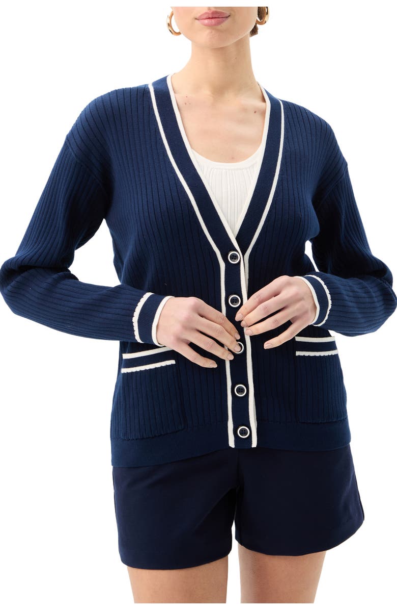 Trina Turk Henin Cardigan, Main, color, Ink/Whitewash