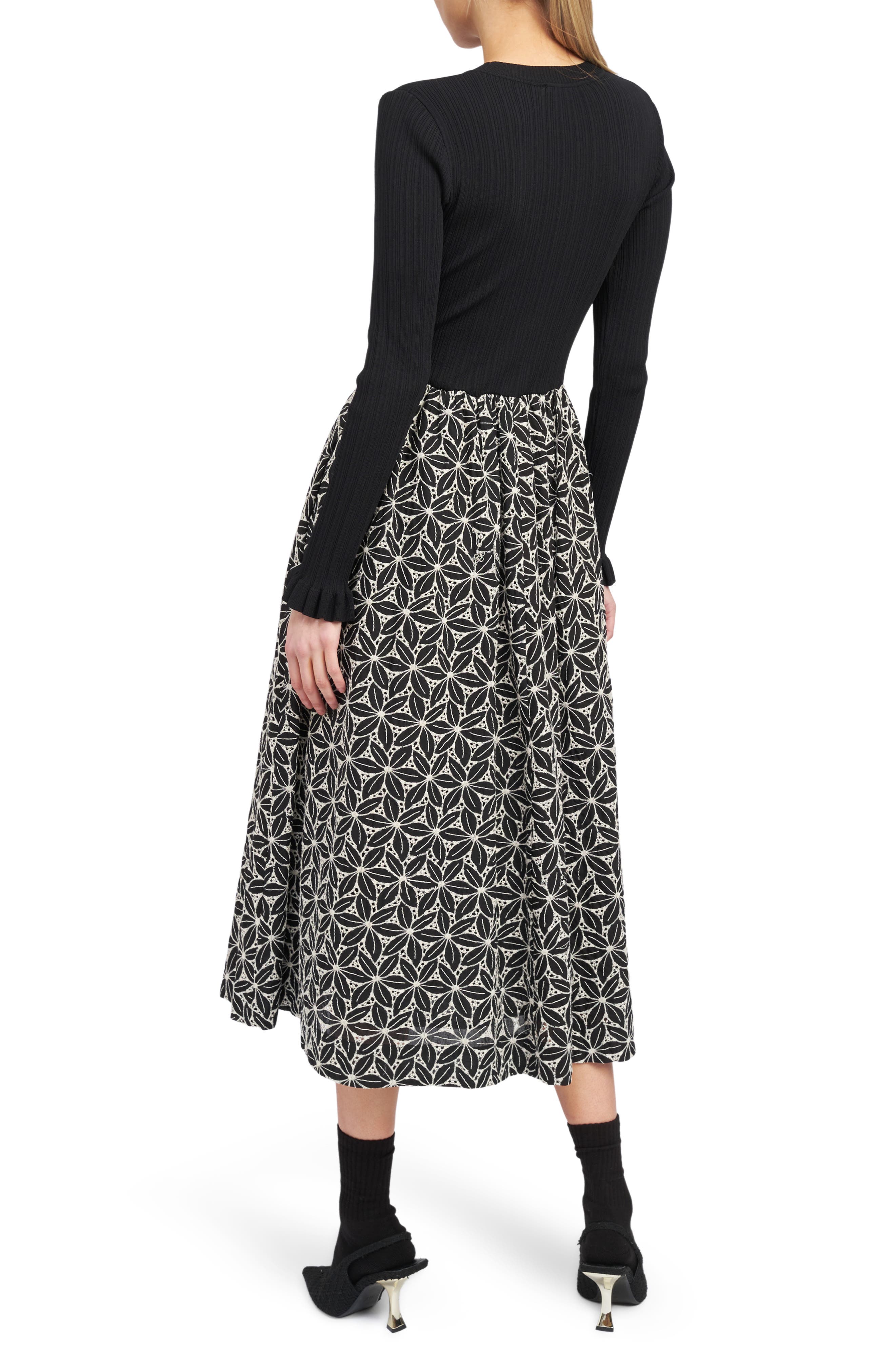 Brynn Mixed Media Long Sleeve Midi Dress - image 2