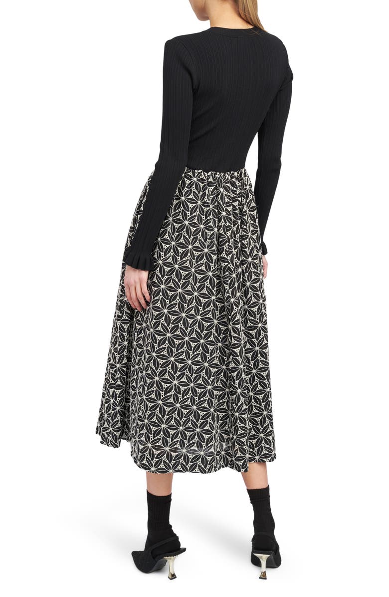 En Saison Brynn Mixed Media Long Sleeve Midi Dress, Alternate, color, 