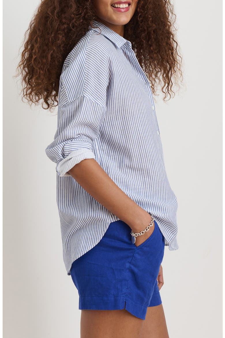 Jo Double Gauze Shirt, Alternate, color, WHITE/ EVENING BLUE