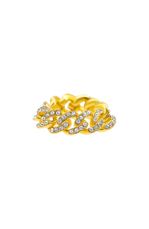 Pavé Cubic Zirconia Curb Chain Ring