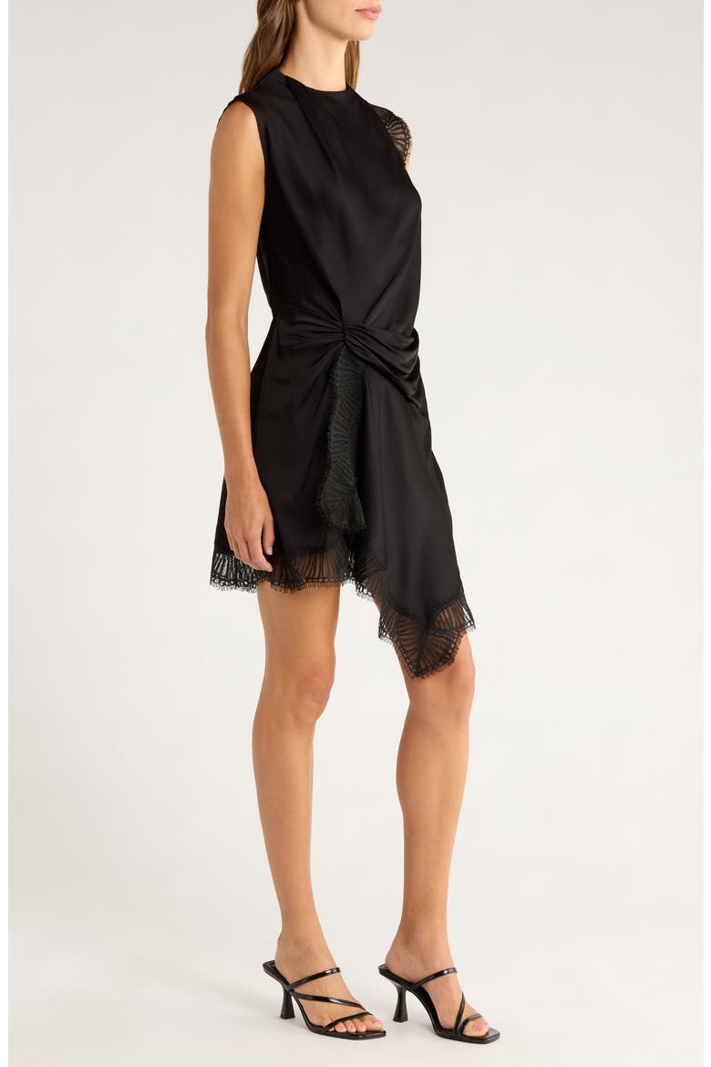 Dion Gathered Asymmetric Dress, Alternate, color, BLACK/ BLACK
