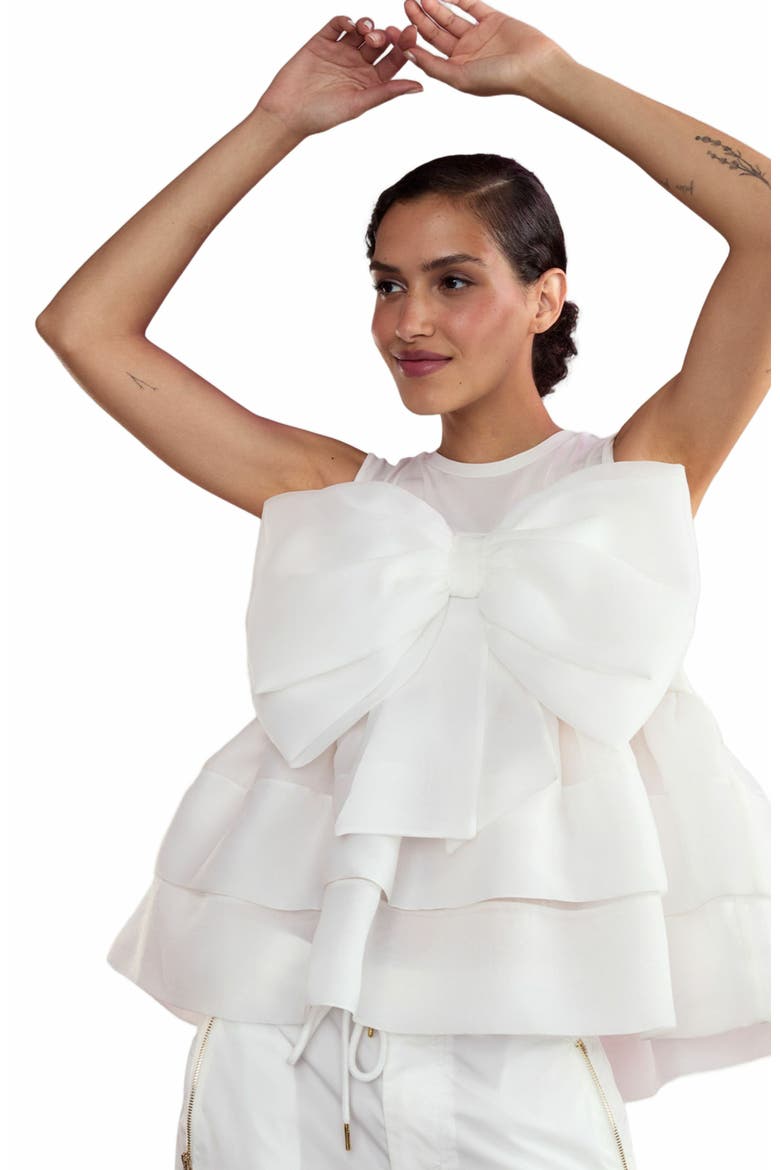 Blair Bow Top, Alternate, color, White