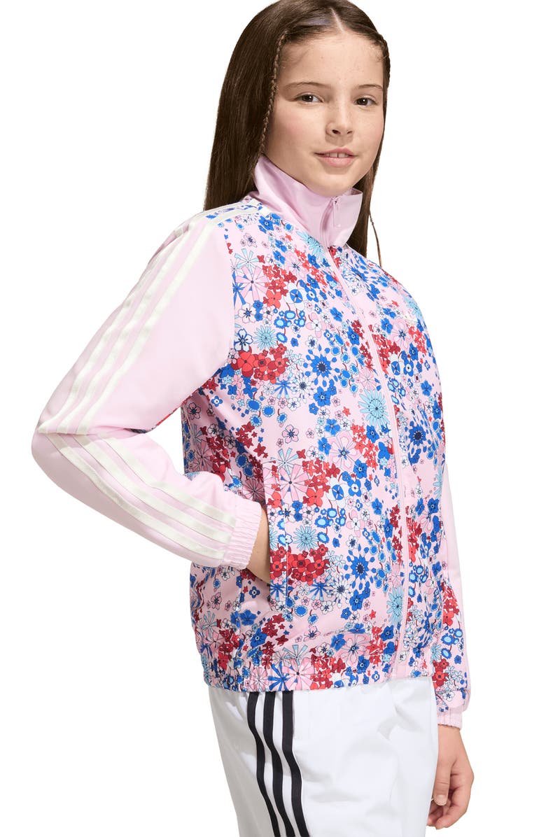 adidas Kids' Floral Print Track Jacket, Alternate, color, Clear Pink