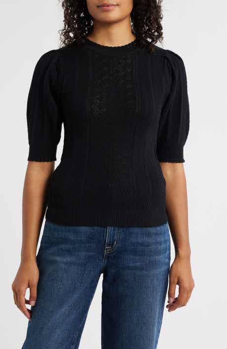 Wit & Wisdom Pointelle Elbow Sleeve Sweater