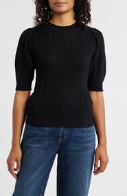 Wit & Wisdom Pointelle Elbow Sleeve Sweater