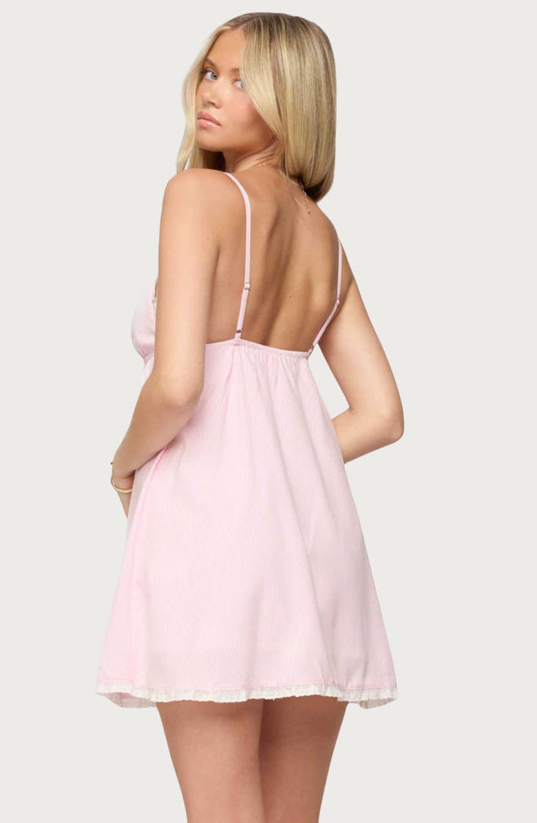 EDIKTED Danira Pinstripe Babydoll Minidress, Alternate, color, Light-Pink