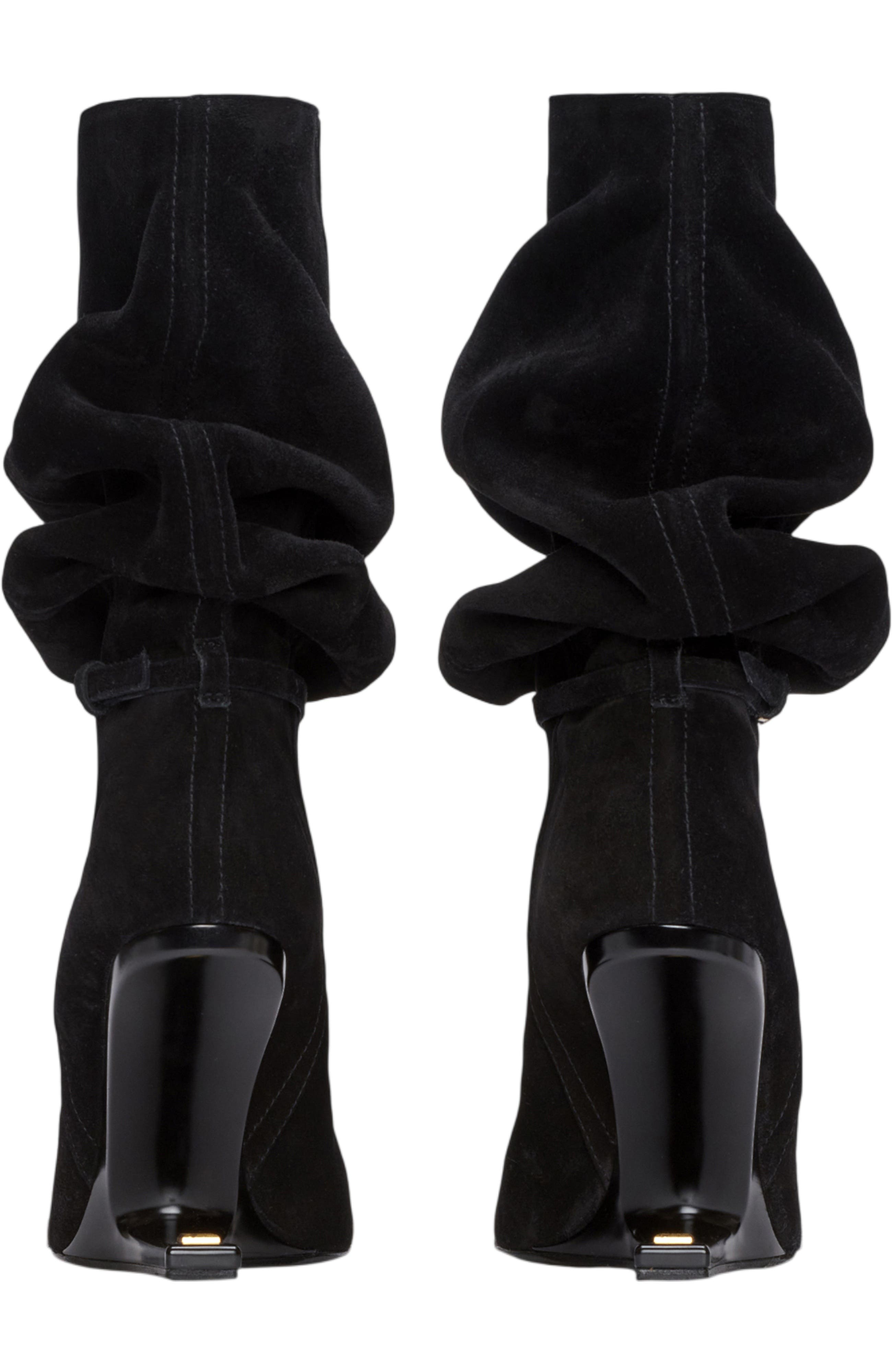 Balmain No Wedge suede leather ankle boots with tassel, Alternate, color, Black