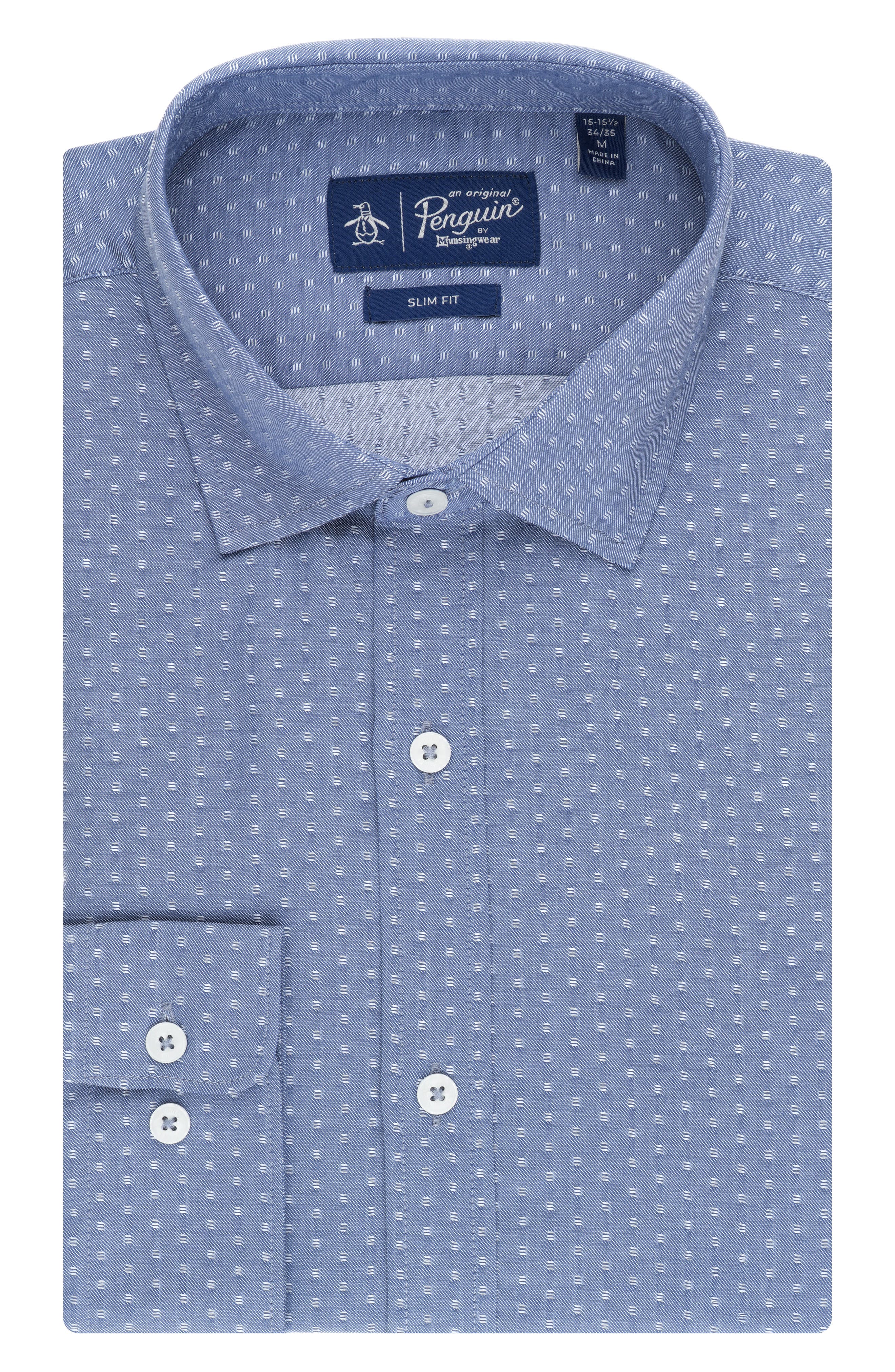 Original Penguin Slim Fit Dobby Chambray Dress Shirt