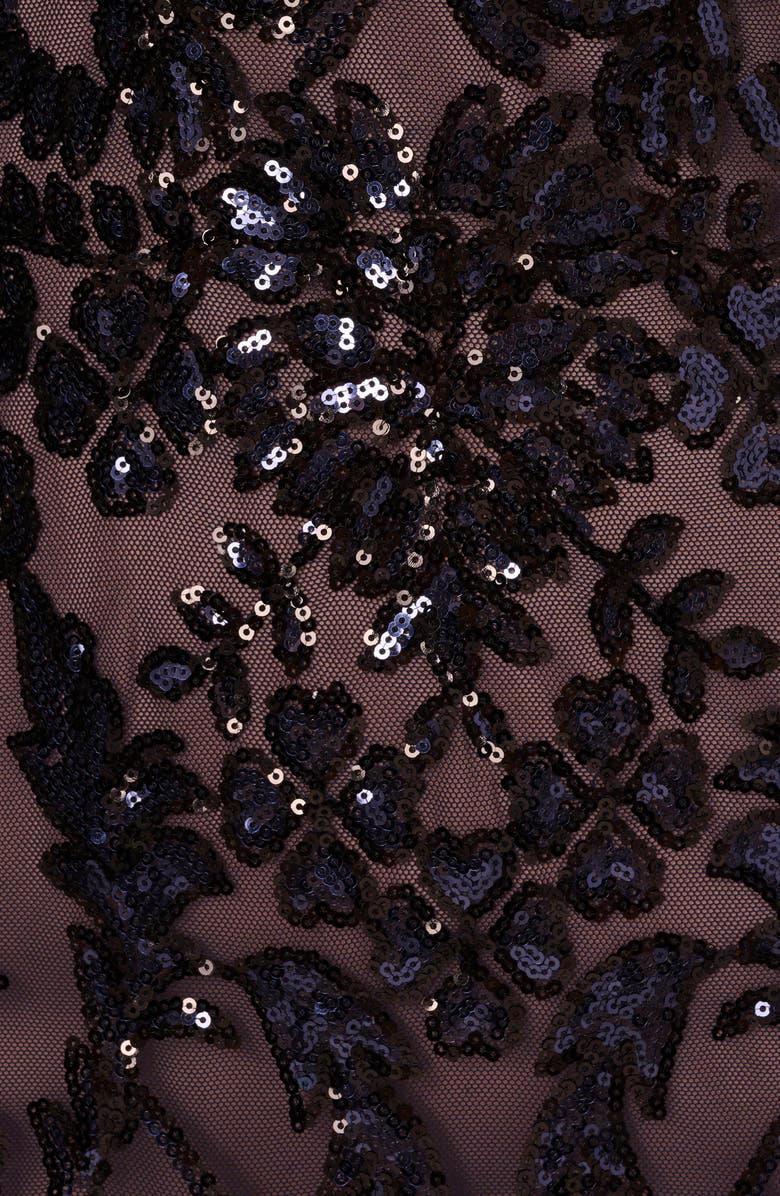 Adrianna Papell Beaded Back Slit Gown, Alternate, color, Navy/ Rosegold