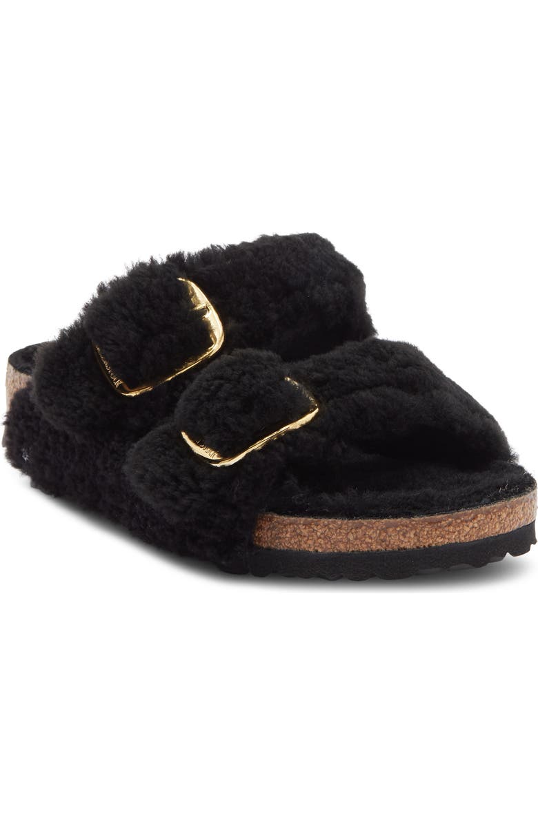 Birkenstock Arizona Big Buckle Teddy Genuine Shearling Sandal - Discontinued, Main, color, Black