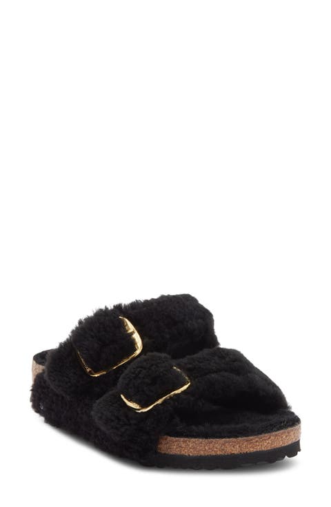 Arizona Big Buckle Teddy Genuine Shearling Sandal - Discontinued (Women)