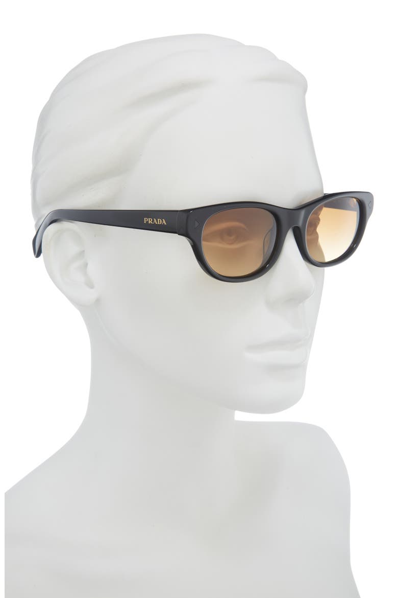 52mm Cat Eye Sunglasses, Alternate, color, BLACK / YELLOW GRADIENT LIGHT